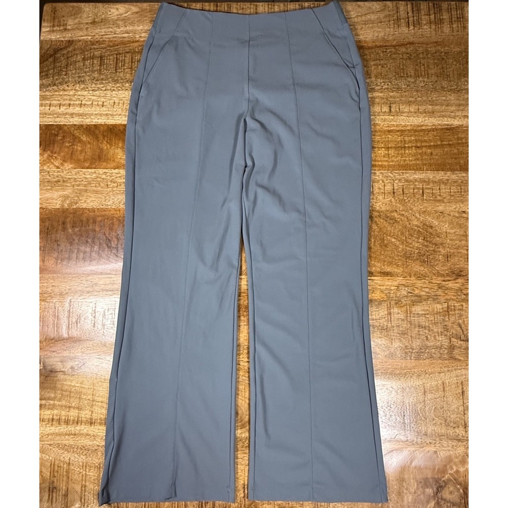 Athleta Cosmic Kick Flare Pant Gray Womens 10 High Rise Stretch Yoga